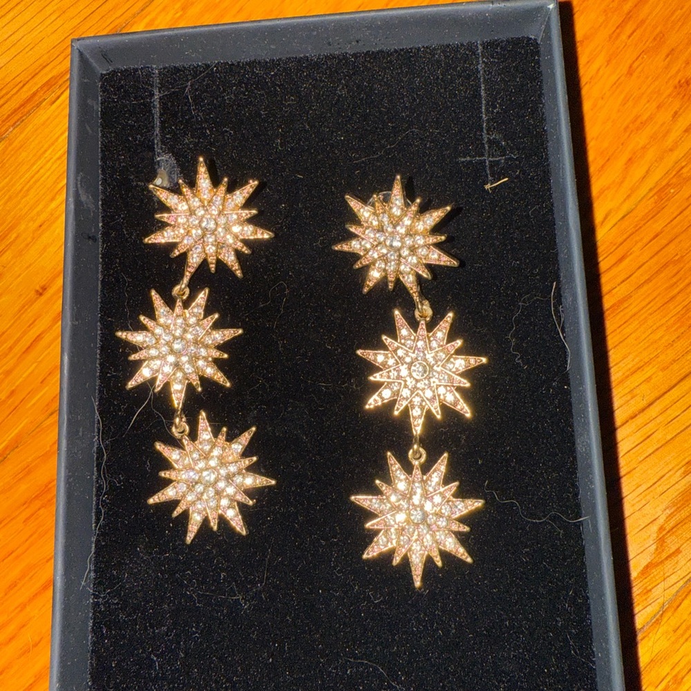 Gold Starburst Drop Earrings